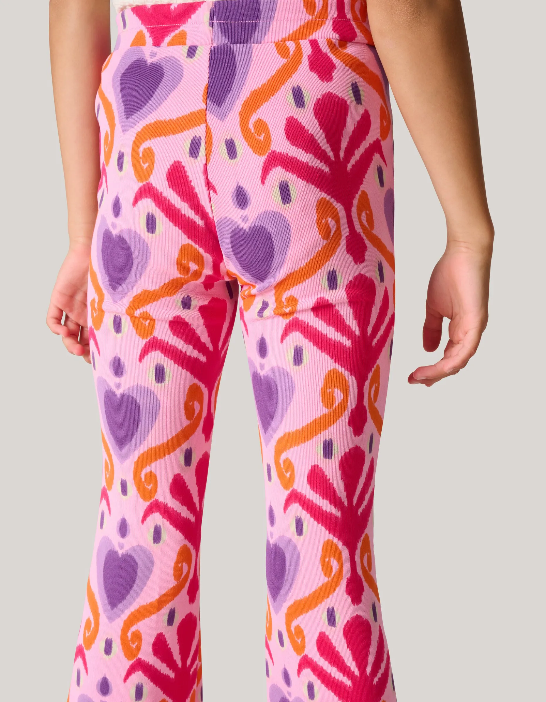 Printed Rib Flared Legging Roze