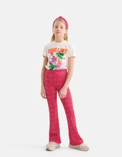 Printed Rib Flared Roze