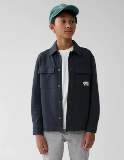 Printed Structuur Overshirt Donkergrijs