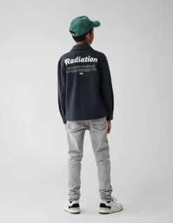 Printed Structuur Overshirt Donkergrijs