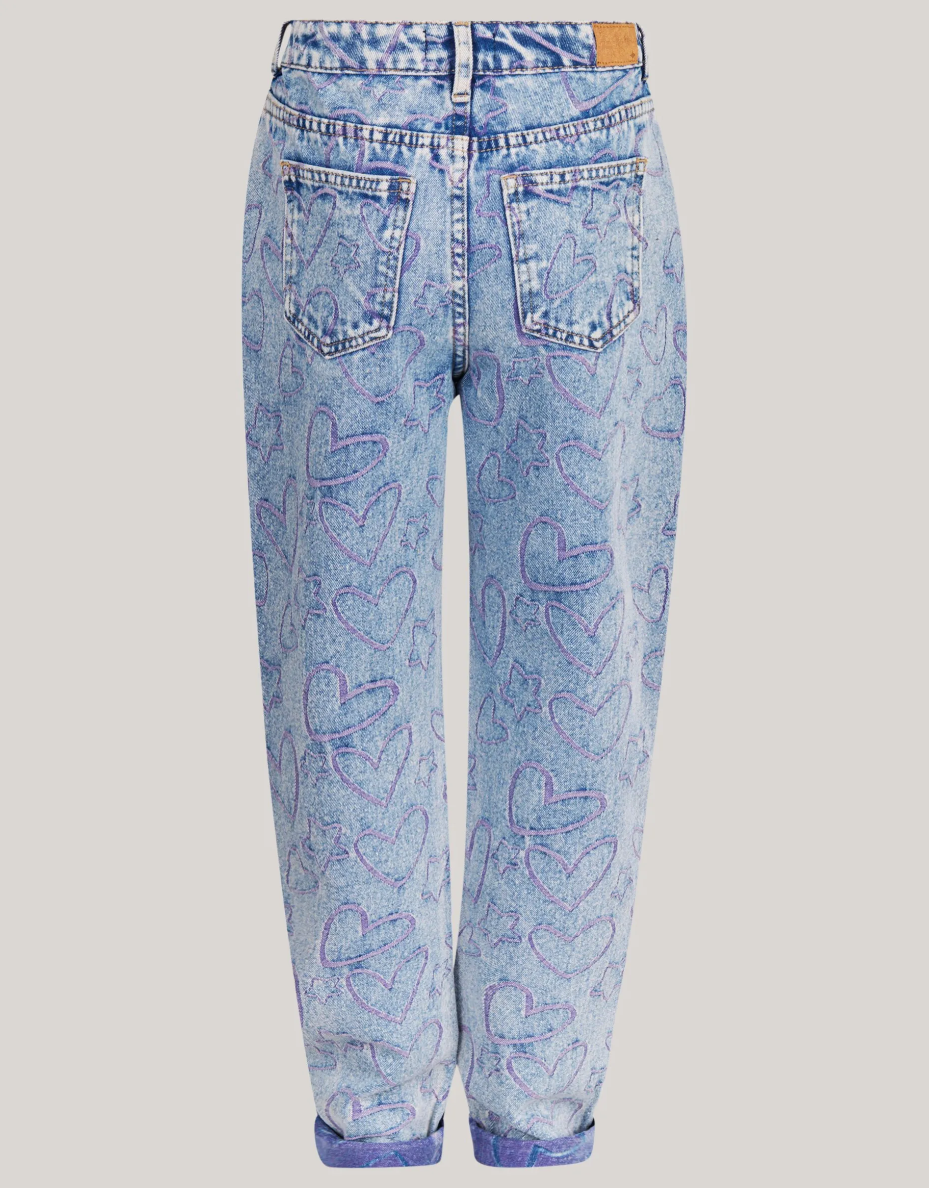 Printed Tapered Fit Jeans Blauw