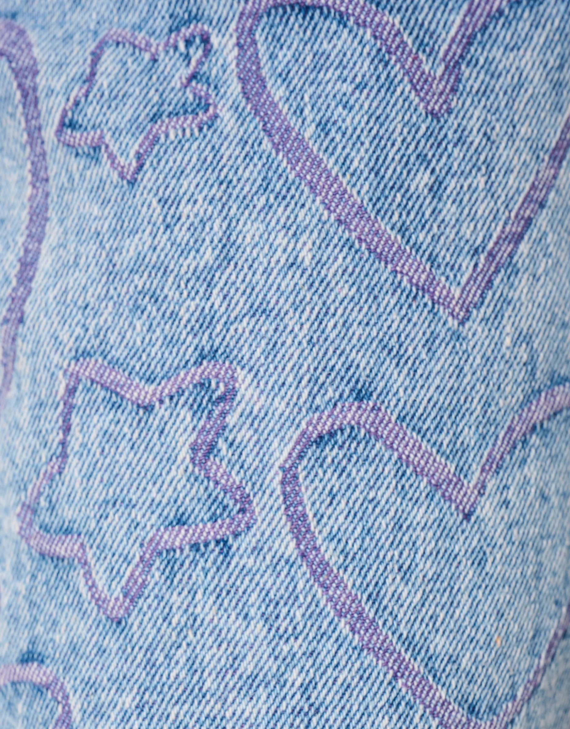 Printed Tapered Fit Jeans Blauw