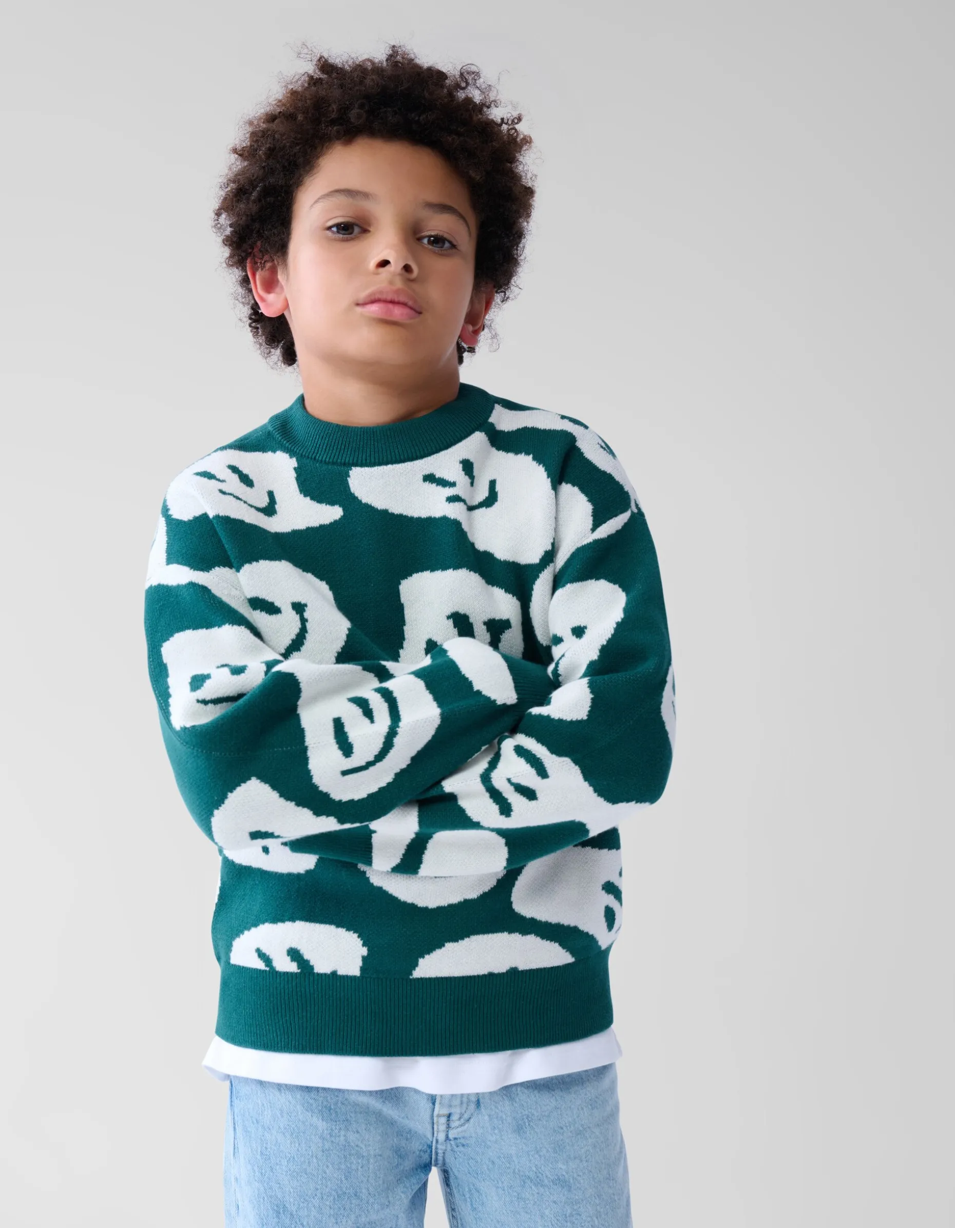 Printed Trui Donkergroen