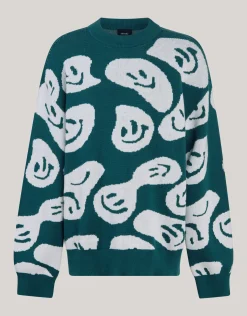 Printed Trui Donkergroen