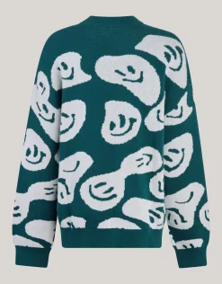 Printed Trui Donkergroen