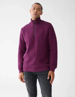 Quilted Zipper Sweater Donkerrood