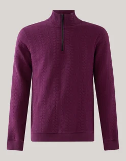 Quilted Zipper Sweater Donkerrood