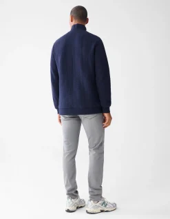 Quilted Zipper Trui Donkerblauw