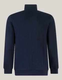 Quilted Zipper Trui Donkerblauw