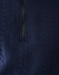 Quilted Zipper Trui Donkerblauw