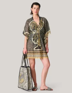 Reversible Printed Shopper Gebroken Wit/Zwart