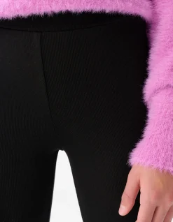 Rib Flared Legging Zwart