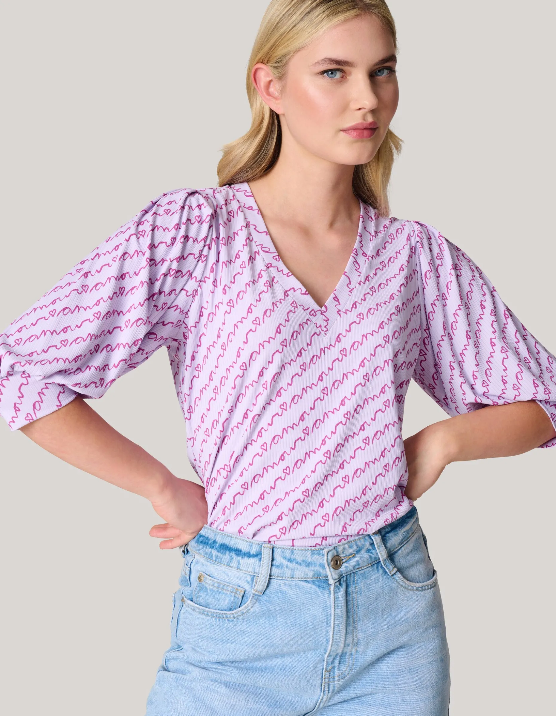 Rib Jersey Top Licht Paars