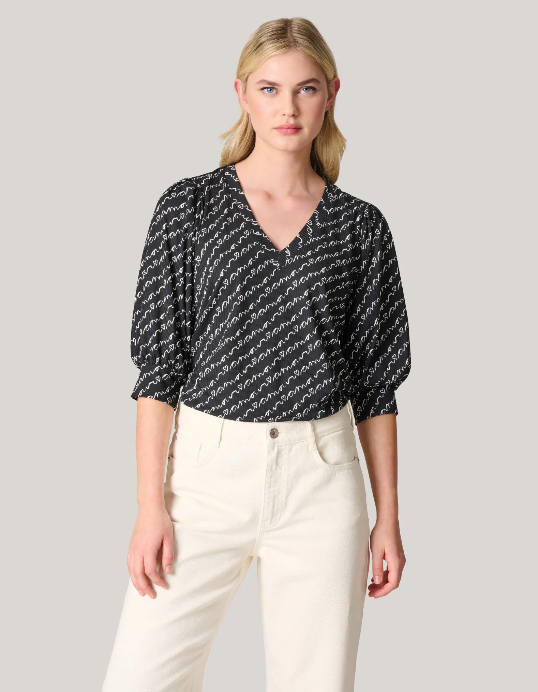 Rib Jersey Top Zwart