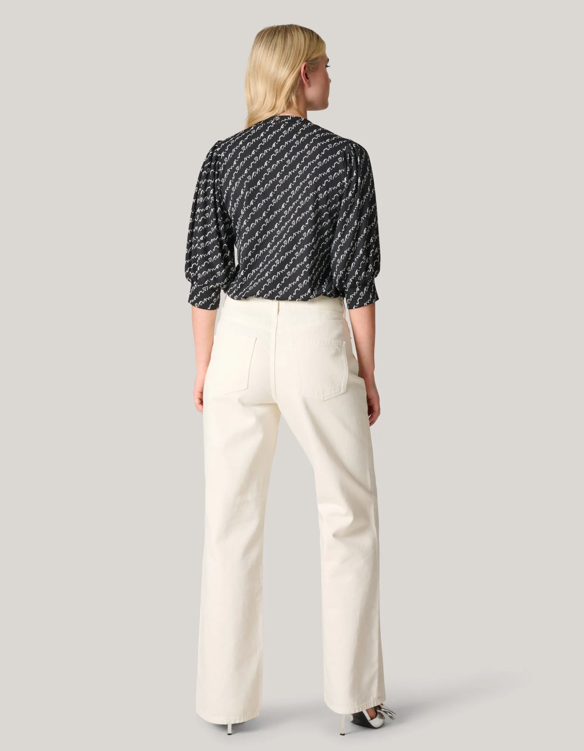 Rib Jersey Top Zwart