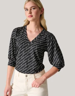 Rib Jersey Top Zwart