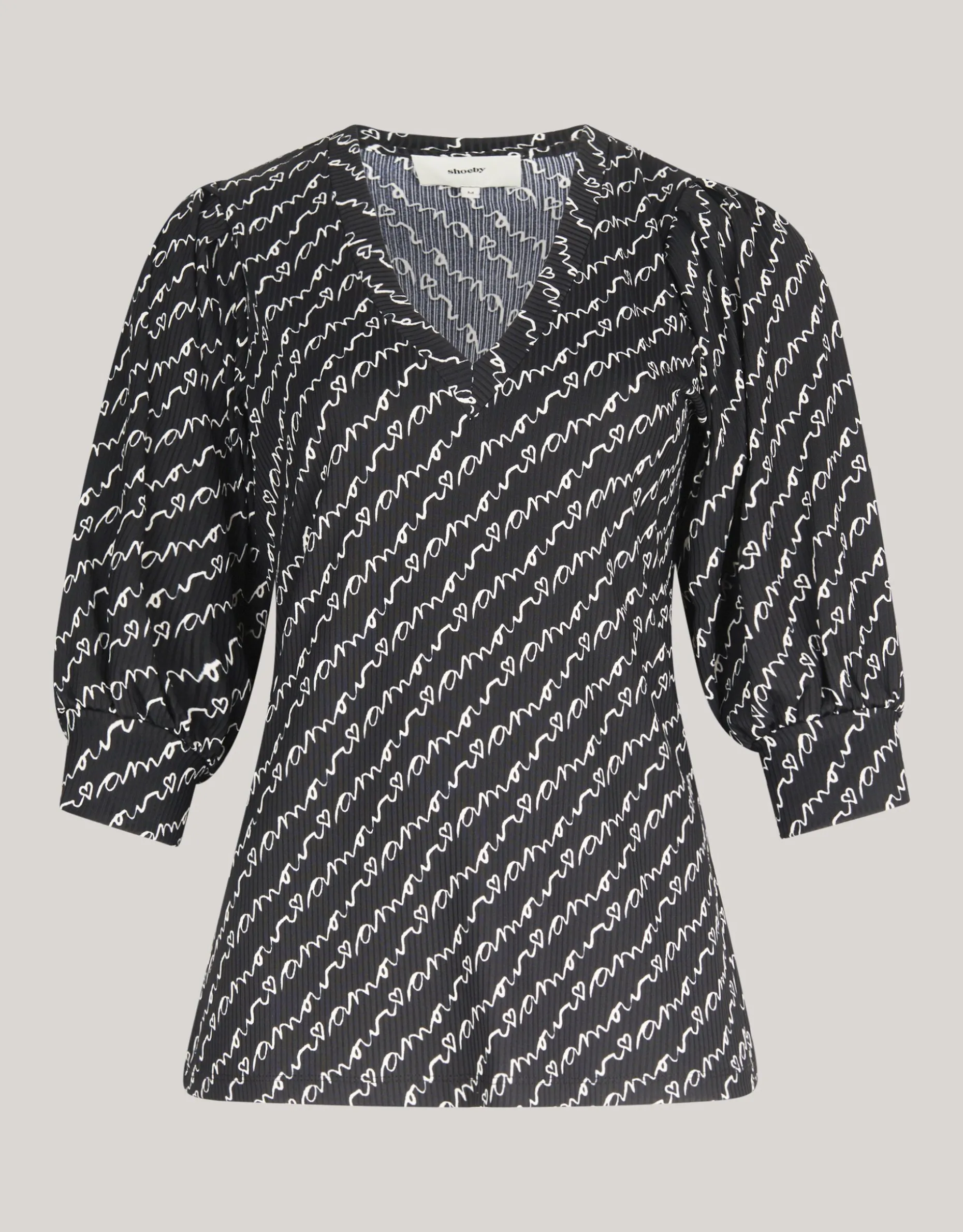 Rib Jersey Top Zwart
