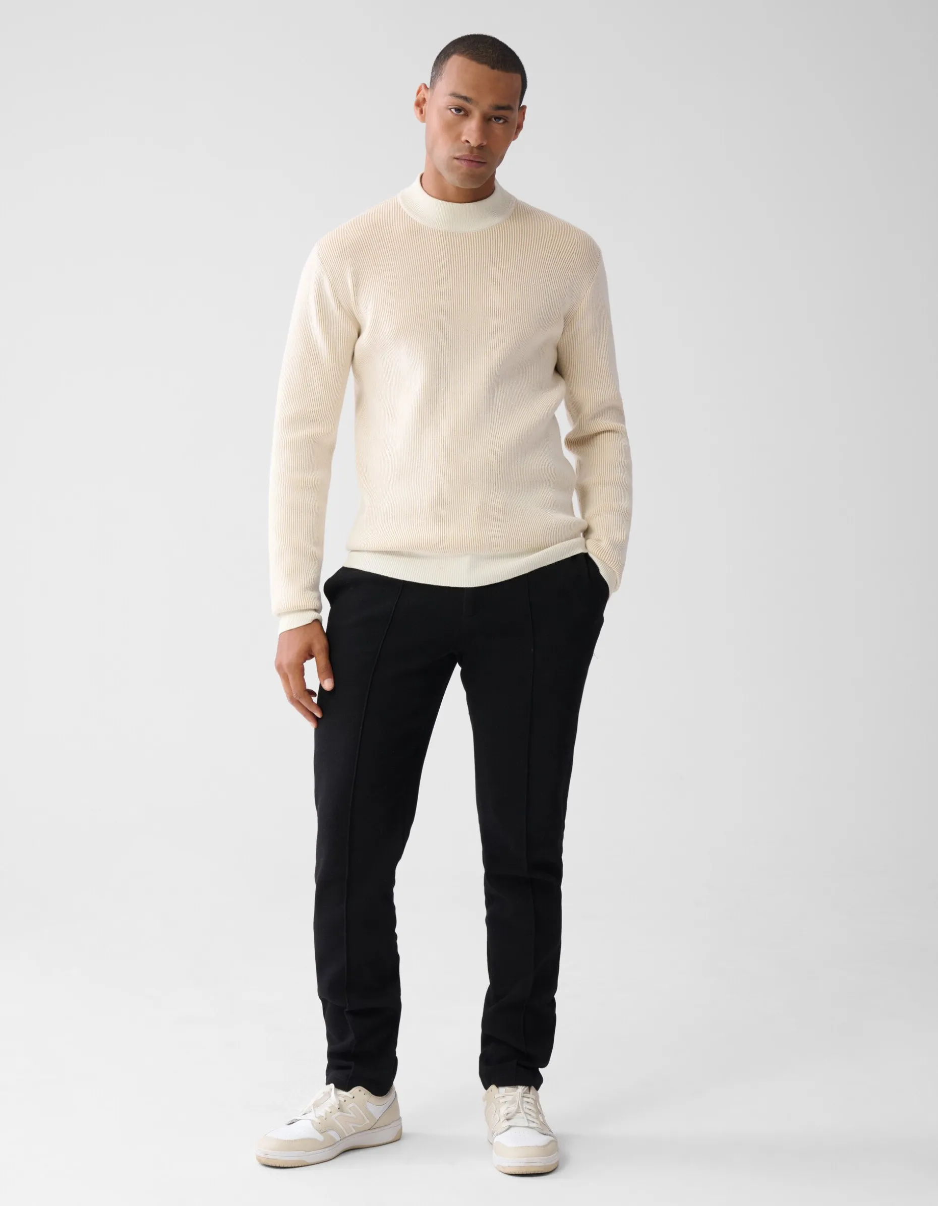 Rib Trui Gebroken Wit