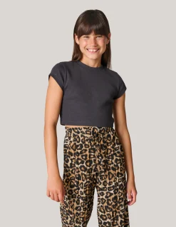 Ribbel Crop Top Donkergrijs