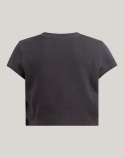 Ribbel Crop Top Donkergrijs