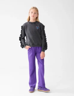 Ruffle Embroidery Sweater Donkergrijs