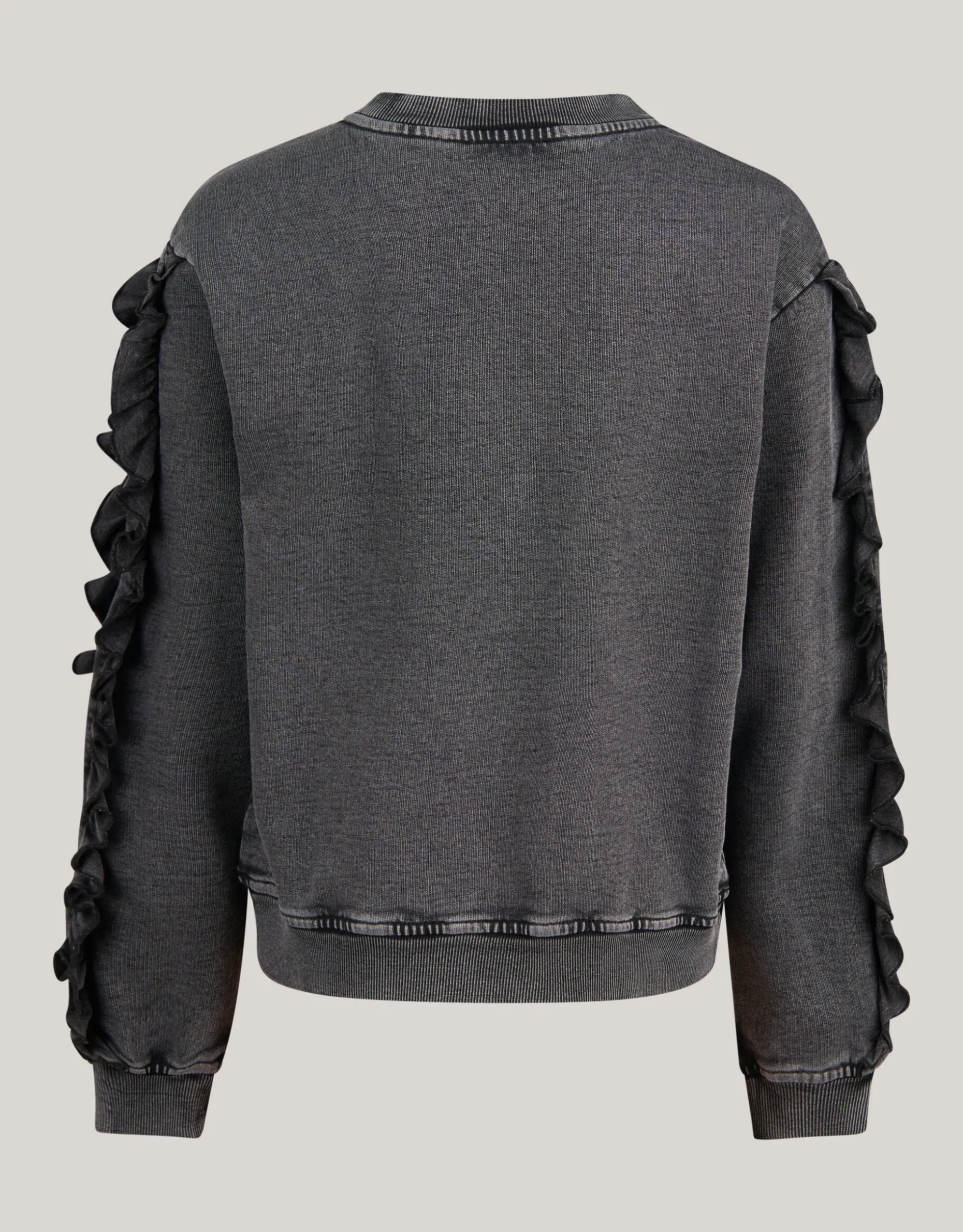 Ruffle Embroidery Sweater Donkergrijs