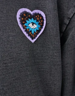 Ruffle Embroidery Sweater Donkergrijs