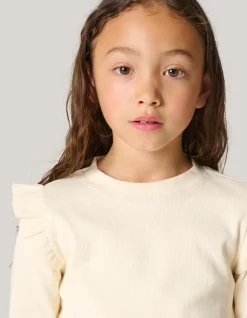 Ruffle Rib Longesleeve Top Gebroken Wit