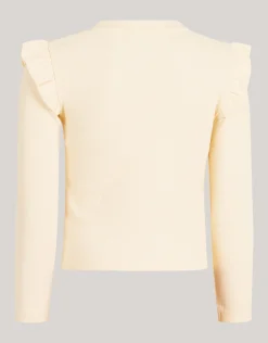 Ruffle Rib Longesleeve Top Gebroken Wit