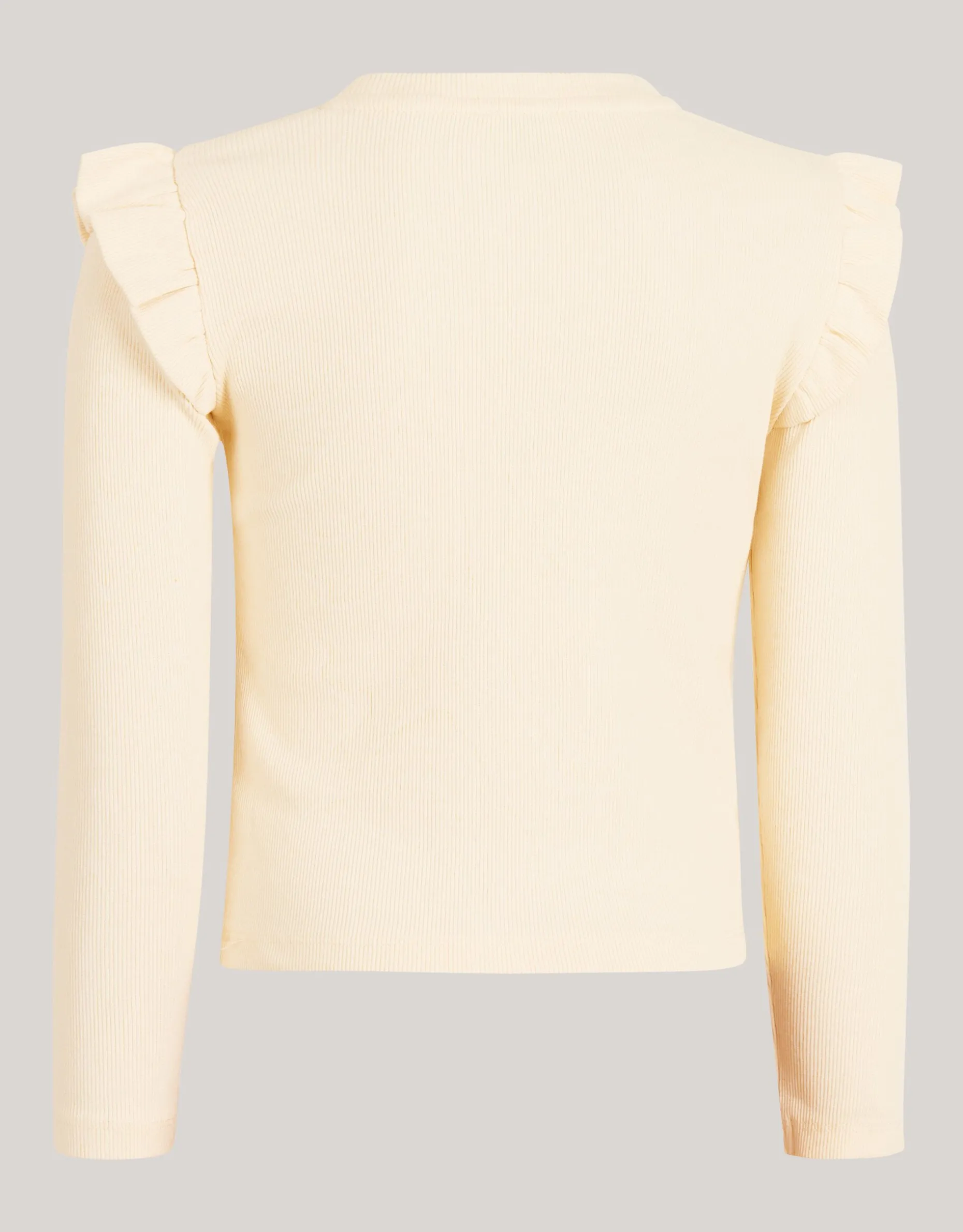 Ruffle Rib Longesleeve Top Gebroken Wit