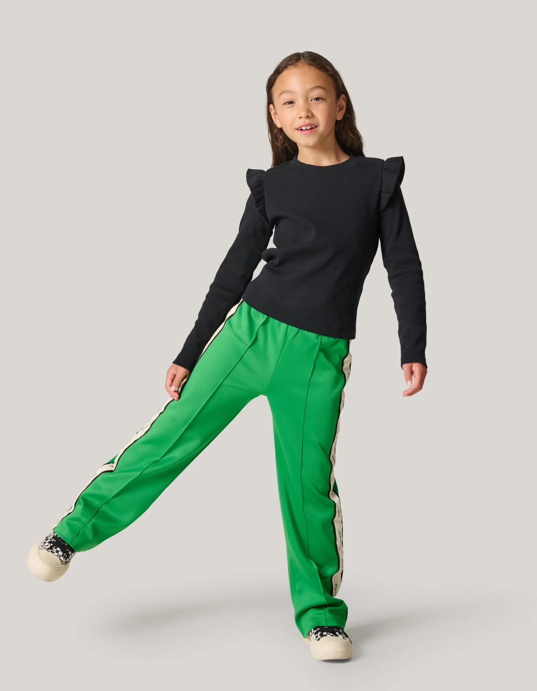 Ruffle Rib Longsleeve Top Zwart