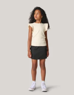 Ruffle Rib Top Gebroken Wit