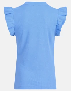 Ruffle Rib Top Lichtblauw