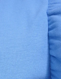 Ruffle Rib Top Lichtblauw