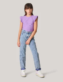 Ruffle Rib Top Paars