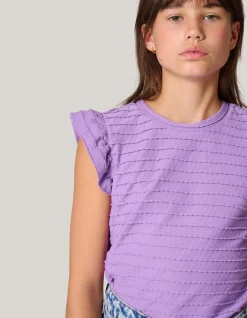 Ruffle Rib Top Paars
