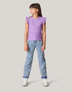 Ruffle Rib Top Paars