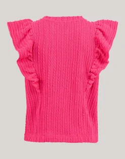 Ruffle Rib Top Roze