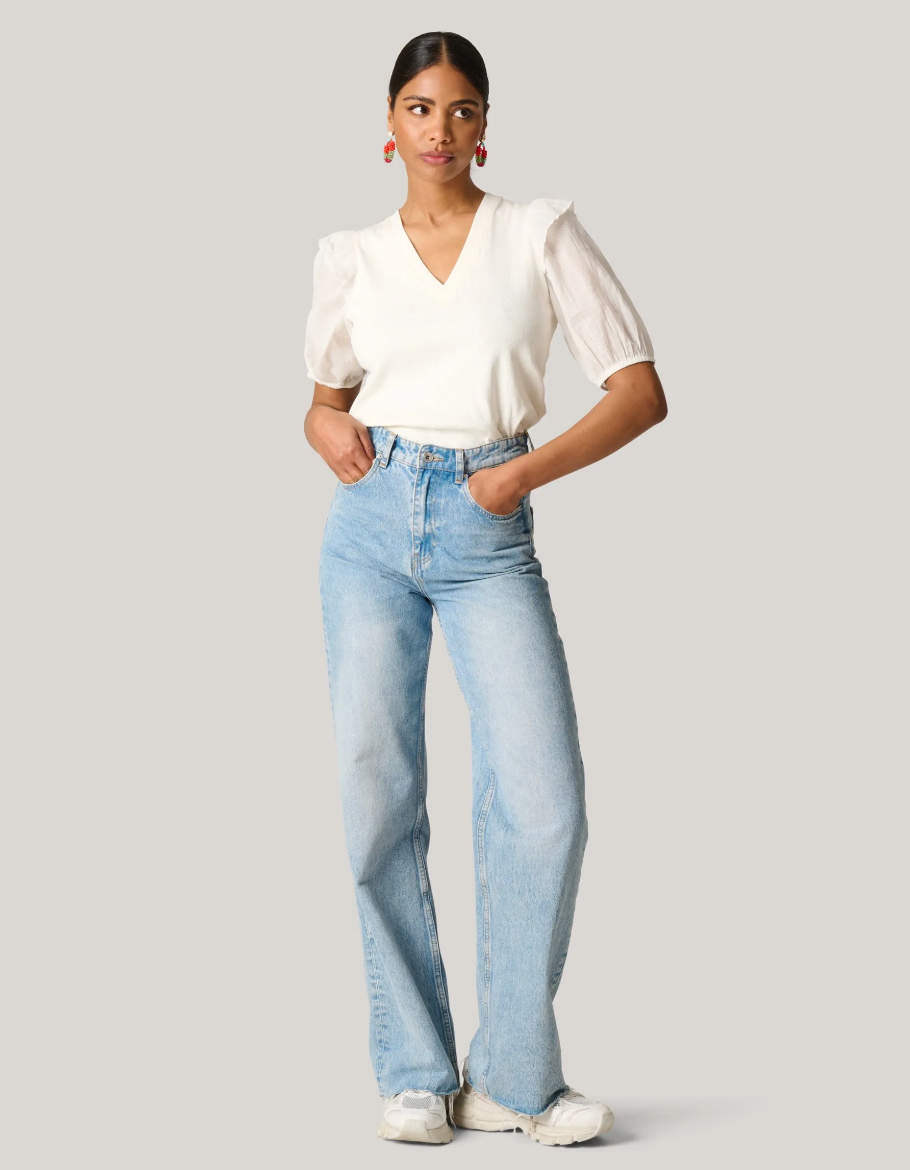 Ruffle Top Gebroken Wit