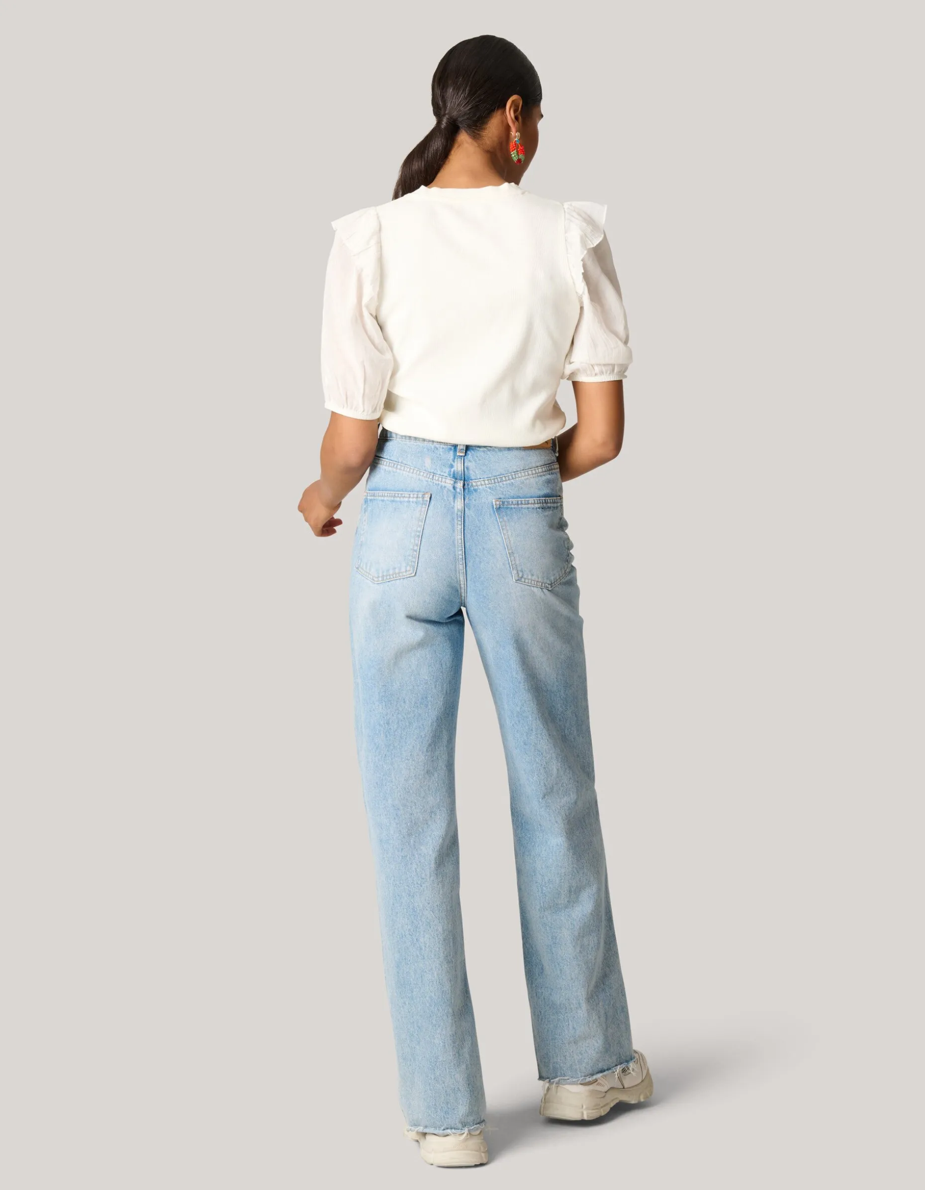 Ruffle Top Gebroken Wit