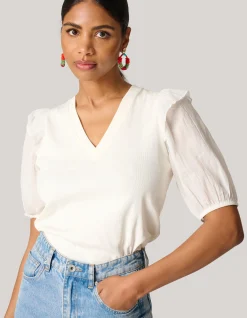 Ruffle Top Gebroken Wit