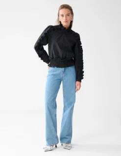 Ruffle Top Zwart