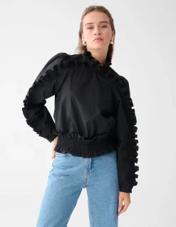 Ruffle Top Zwart