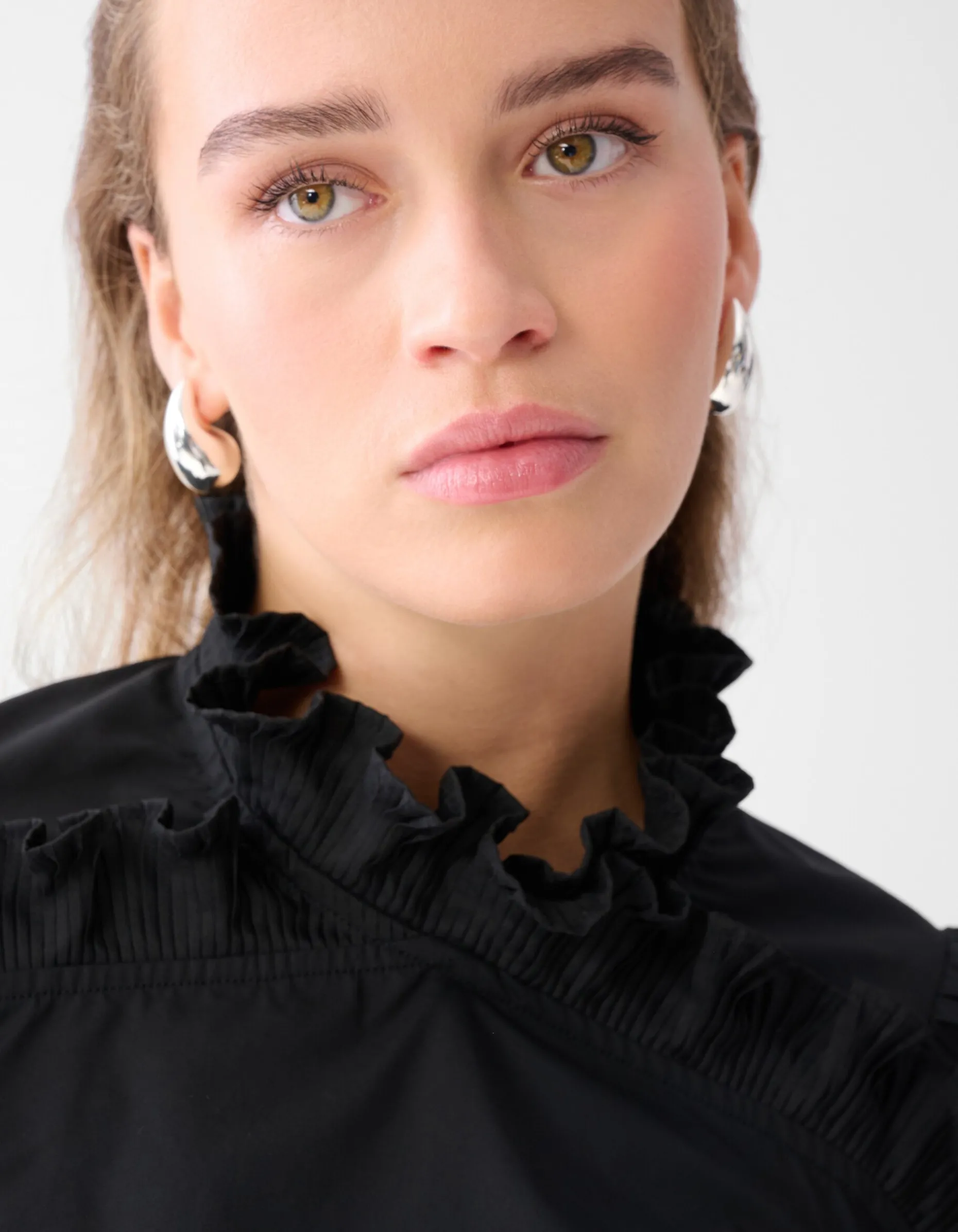 Ruffle Top Zwart