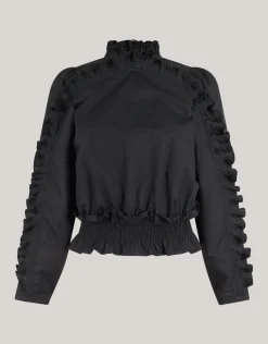Ruffle Top Zwart
