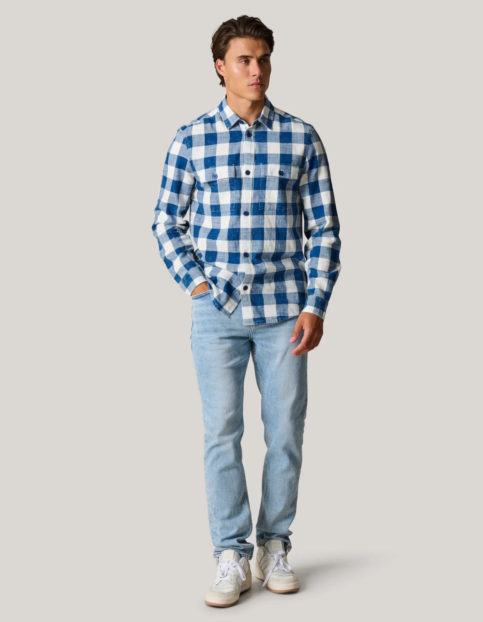 Ruiten Overhemd Blauw