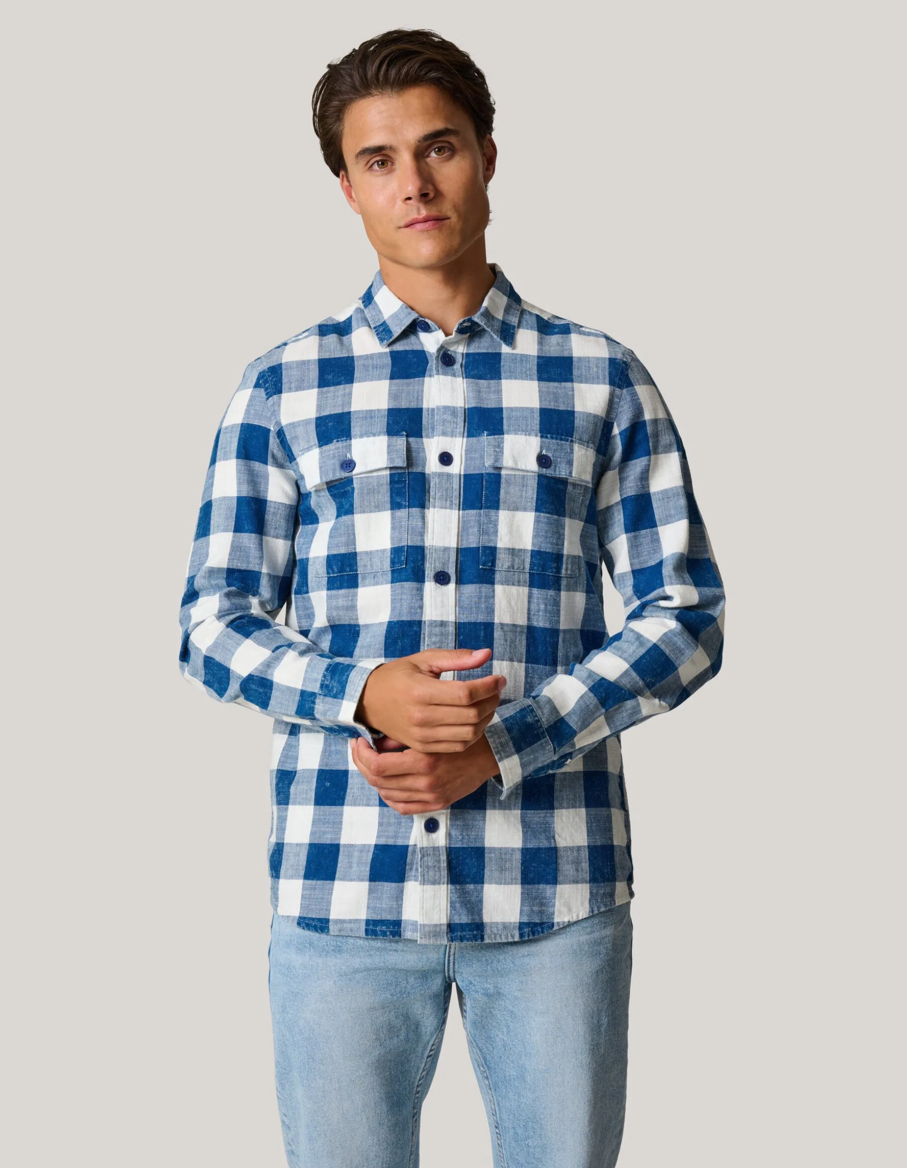 Ruiten Overhemd Blauw
