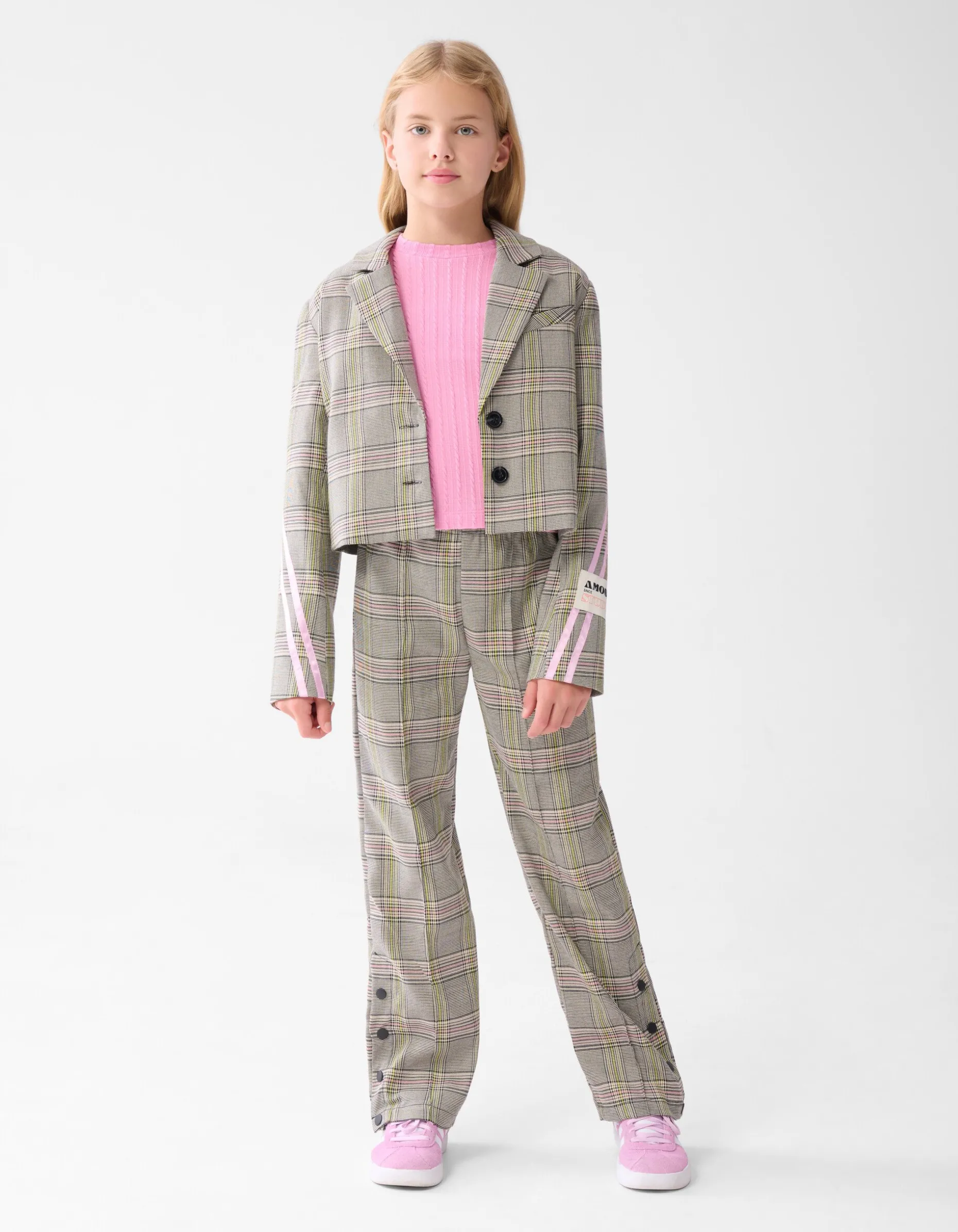 Ruiten Wide Leg Broek Gebroken Wit