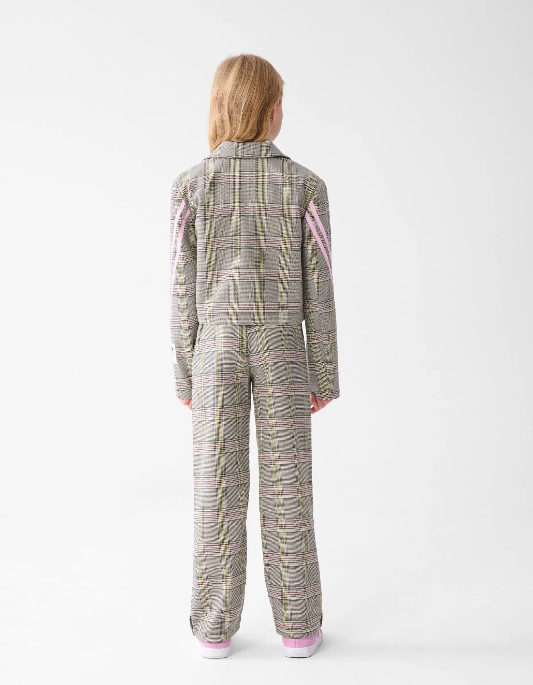 Ruiten Wide Leg Broek Gebroken Wit