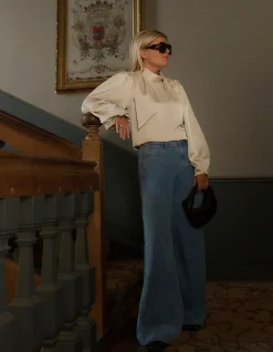 Satijnen Blouse Gebroken Wit By Lonneke